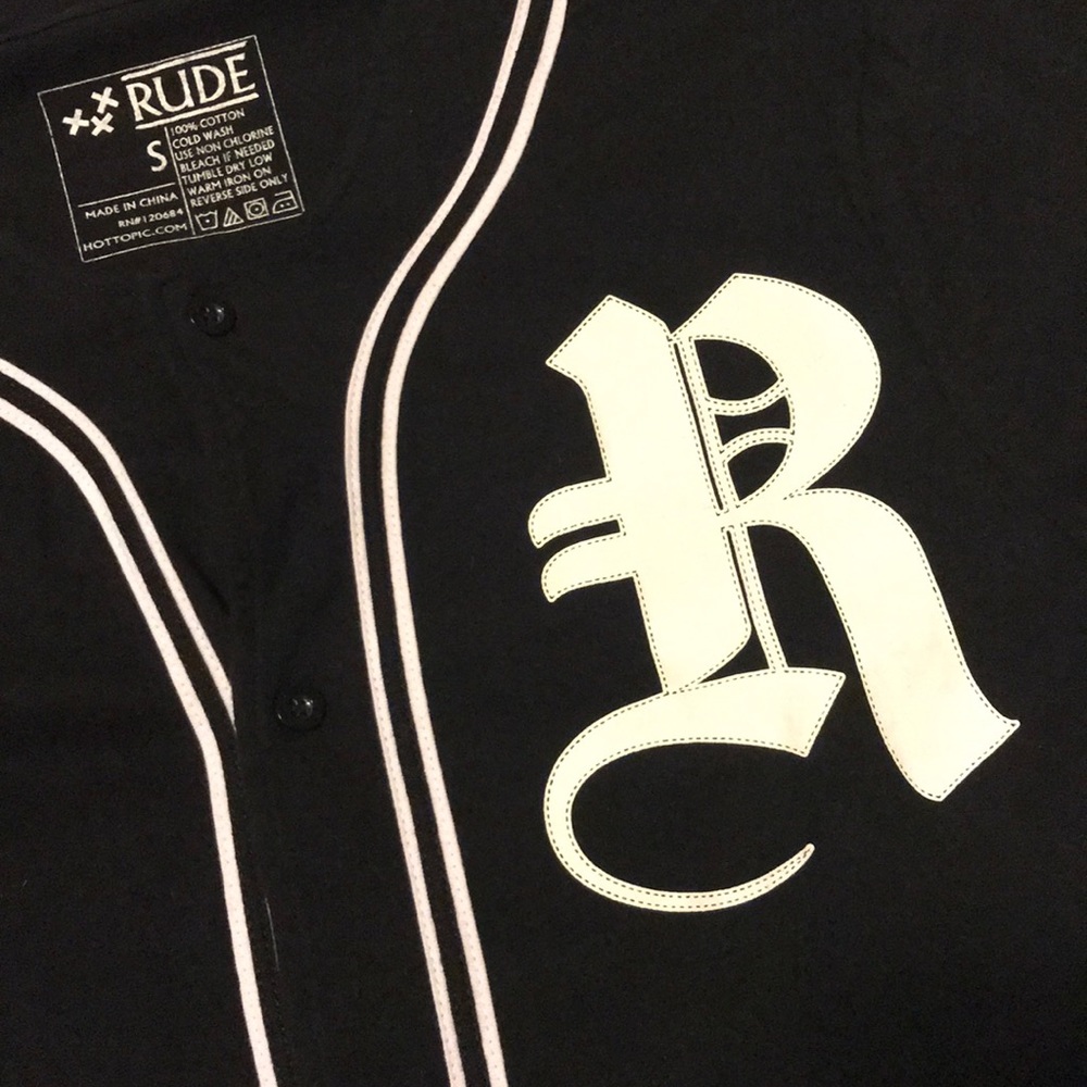 Men’s Small RUDE (Hot Topic) Button Up T-Shirt